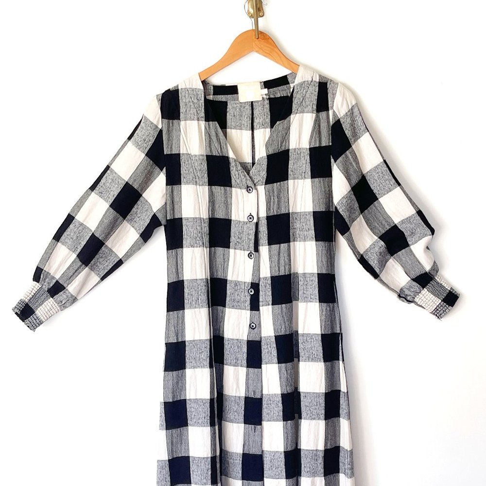 Ajaie alaie gorgeous white and black gingham dress rare!